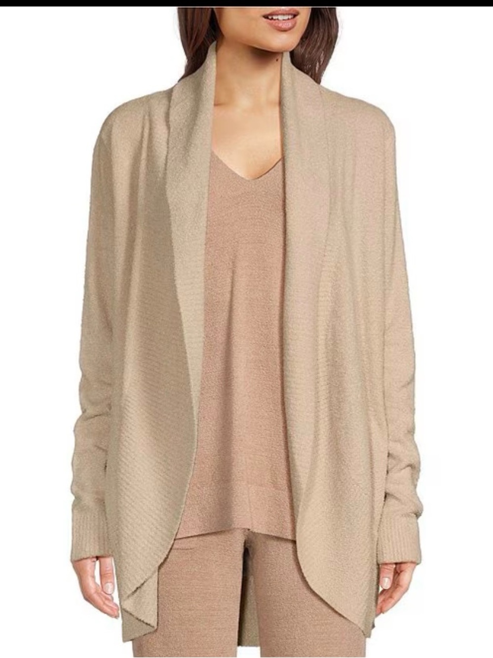 Barefoot Dreams Light Beige Open-Front Cozy Cardigan